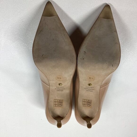 Stuart Weitzman Beige Patent Leather Pointed Toe Heels Size 9.5 - Picture 10 of 14